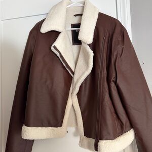 Hollister Brown and Cream Bomber Jacket